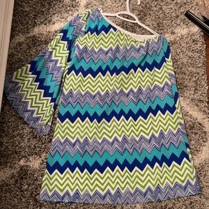 Francesca’s LIKE NEW sz M one shoulder mini dress multi color